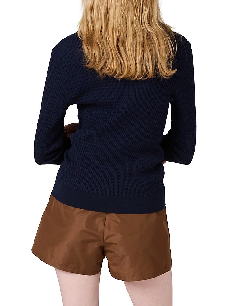 Cable-Knit Cashmere and Silk Cardigan