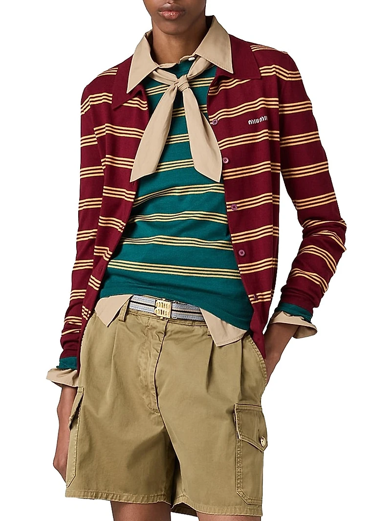 Striped Cashmere and Silk Cardigan