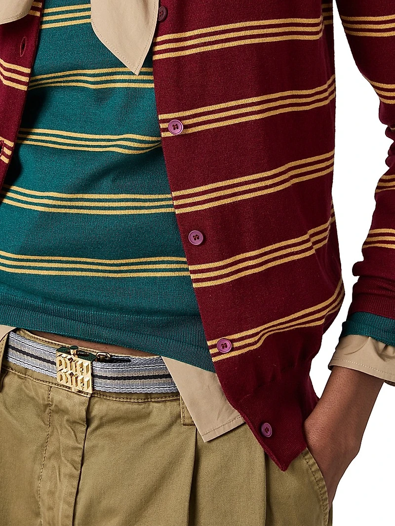 Striped Cashmere and Silk Cardigan