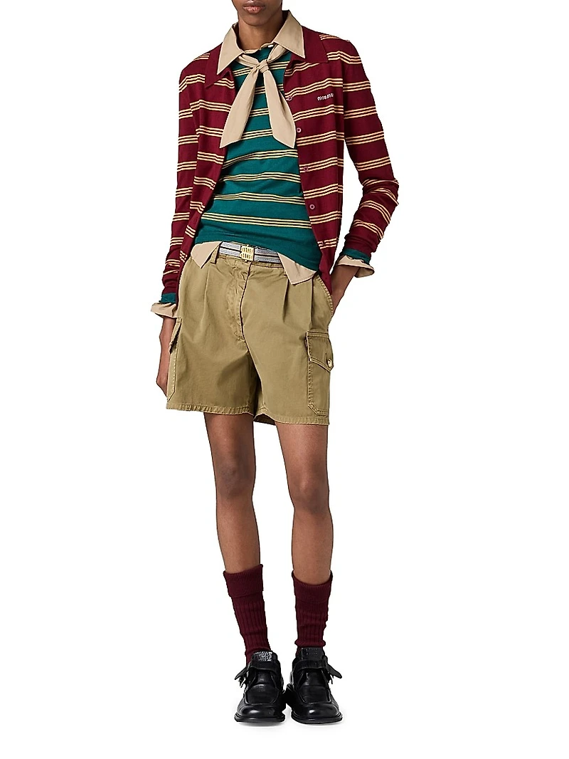 Striped Cashmere and Silk Cardigan