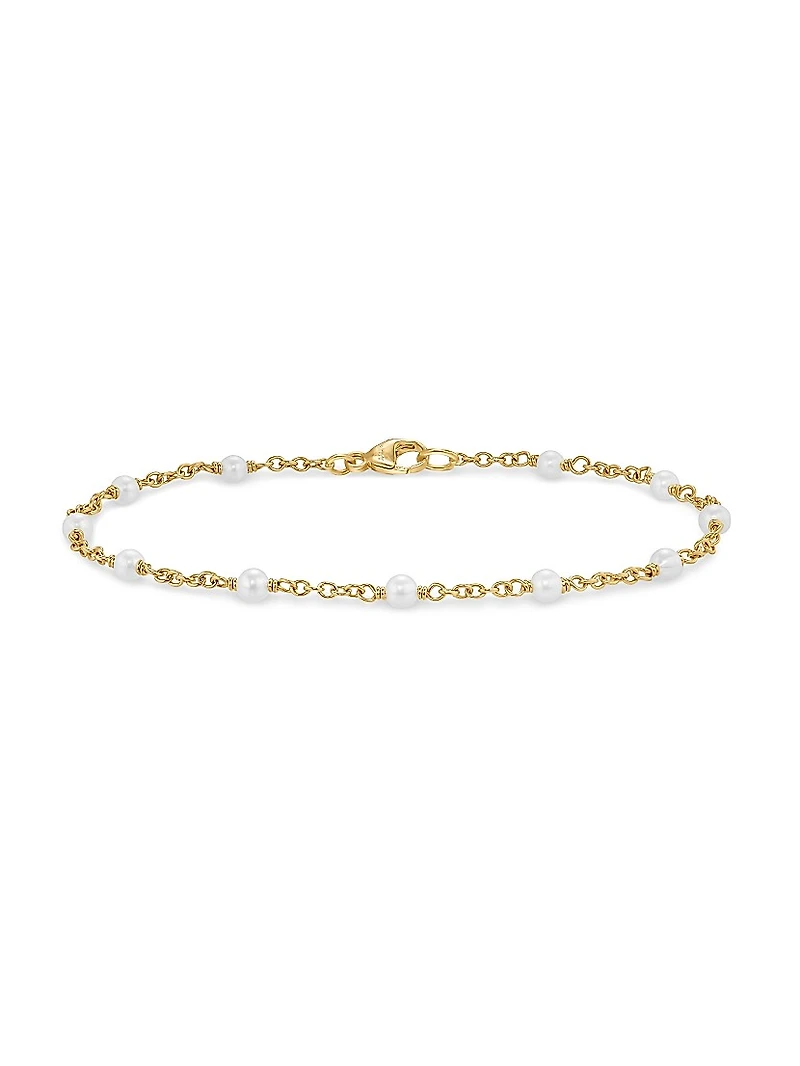 Pearl Classics Station Bracelet 18K Yellow Gold, 3.5mm