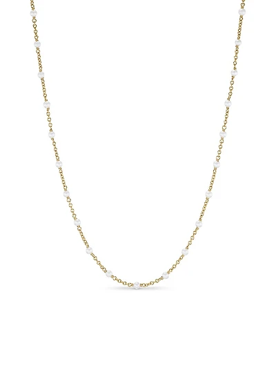 Pearl Classics Station Necklace 18K Yellow Gold