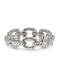 Sculpted Cable Oval Link Bracelet in Sterling Silver, 18MM