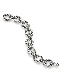 Sculpted Cable Oval Link Bracelet in Sterling Silver, 18MM