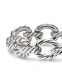Sculpted Cable Oval Link Bracelet in Sterling Silver, 18MM