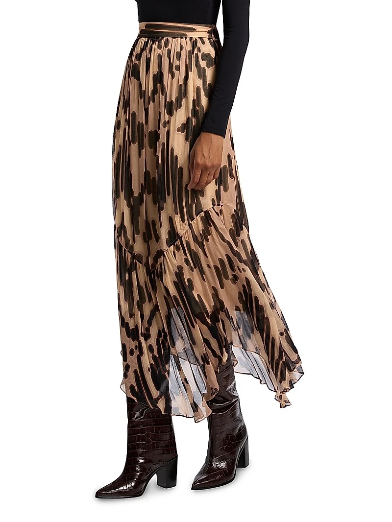 Aley Pleated Handkerchief-Hem Midi-Skirt