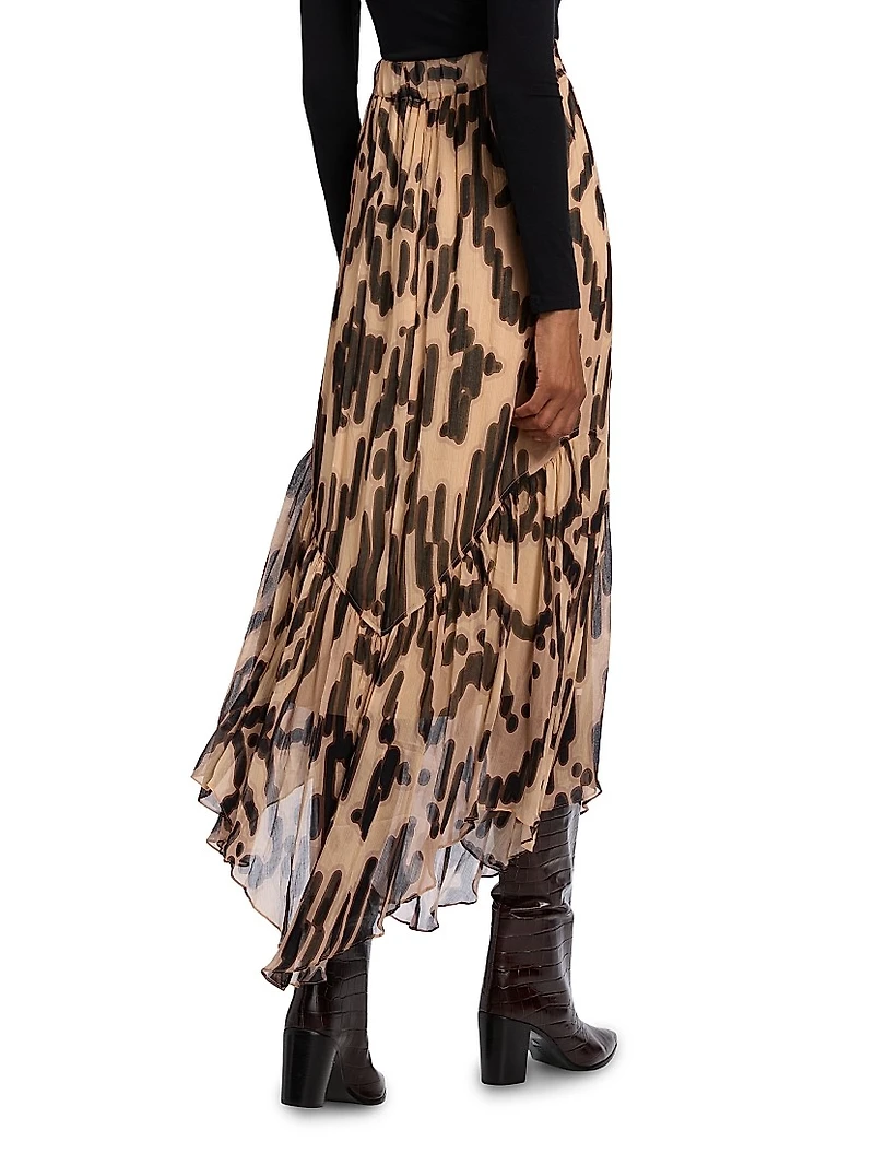 Aley Pleated Handkerchief-Hem Midi-Skirt