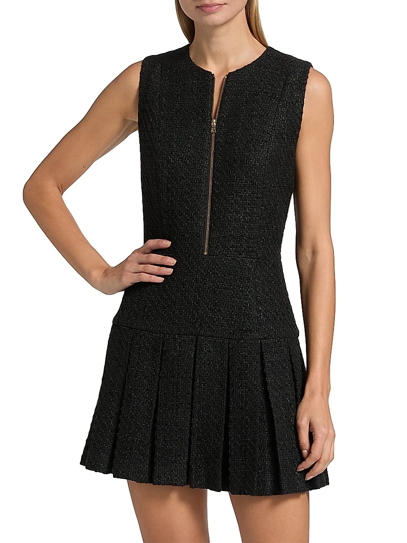 Ellis Pleated Drop-Waist Minidress