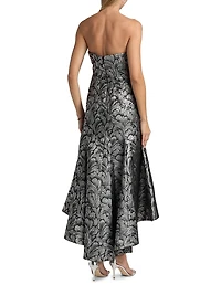 Diana Feather Jacquard Strapless Midi-Dress