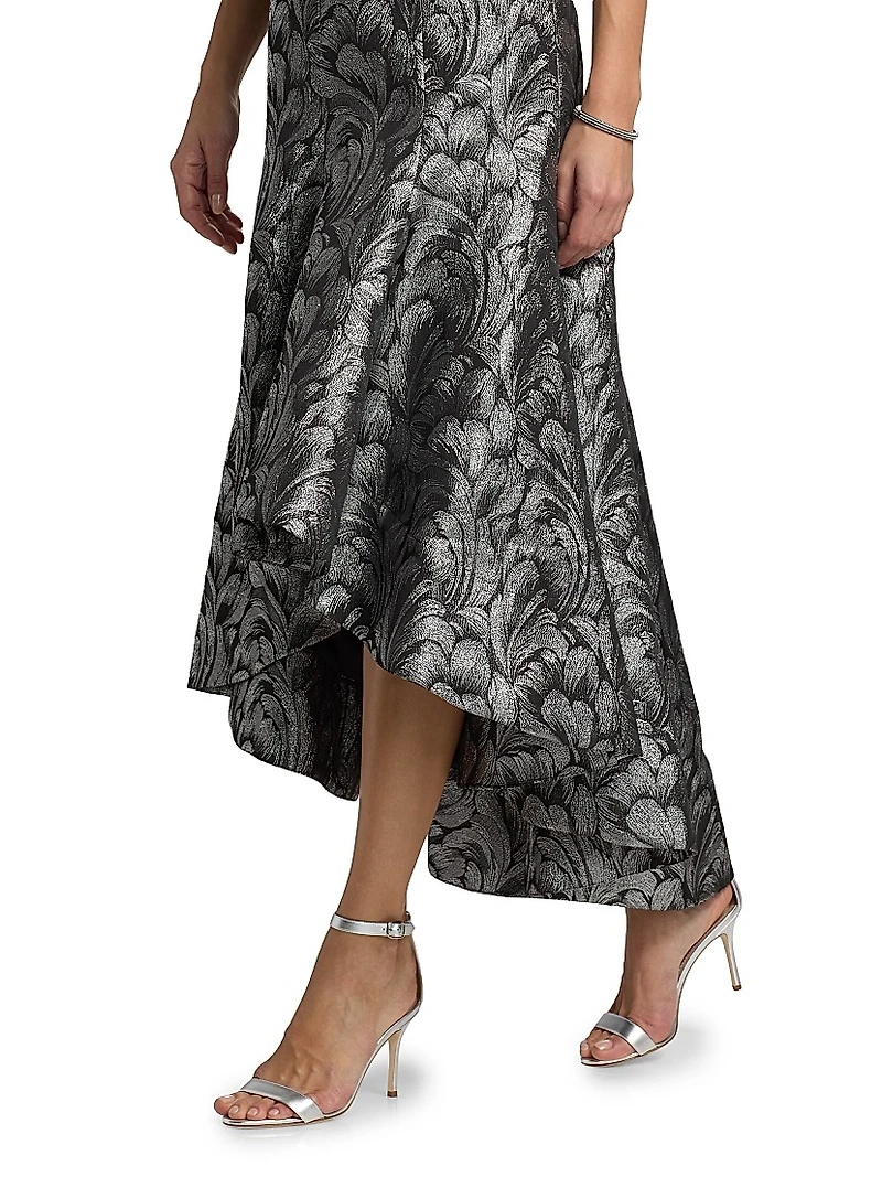 Diana Feather Jacquard Strapless Midi-Dress