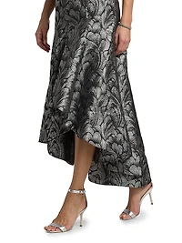 Diana Feather Jacquard Strapless Midi-Dress