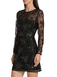 Adele Embroidered-Mesh Minidress