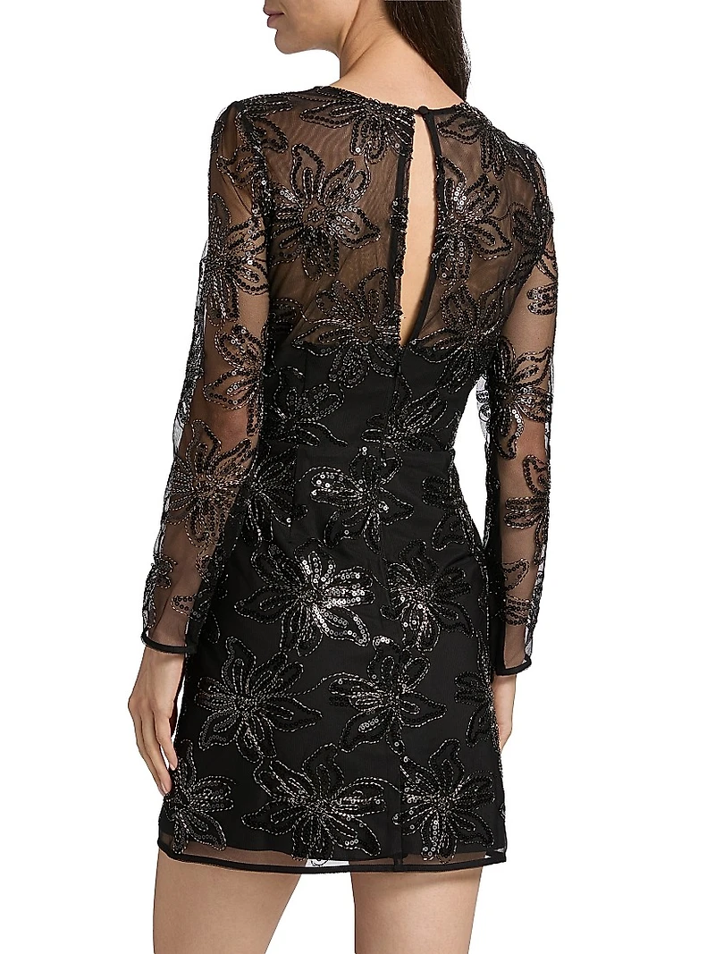 Adele Embroidered-Mesh Minidress