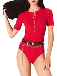 Ribbed Knit Sleeve Bodysuit