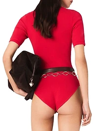 Ribbed Knit Sleeve Bodysuit