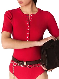 Ribbed Knit Sleeve Bodysuit