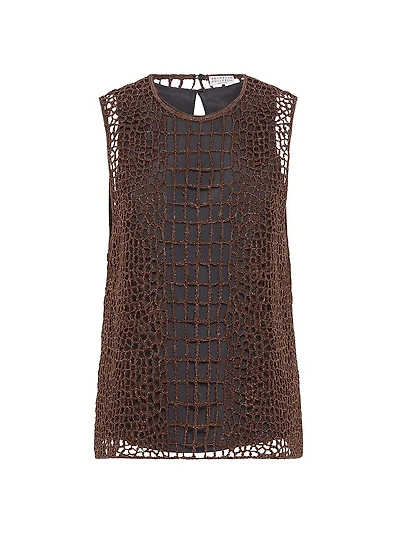 Mohair and Wool Precious Croc Embroidery Top