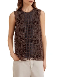 Mohair and Wool Precious Croc Embroidery Top