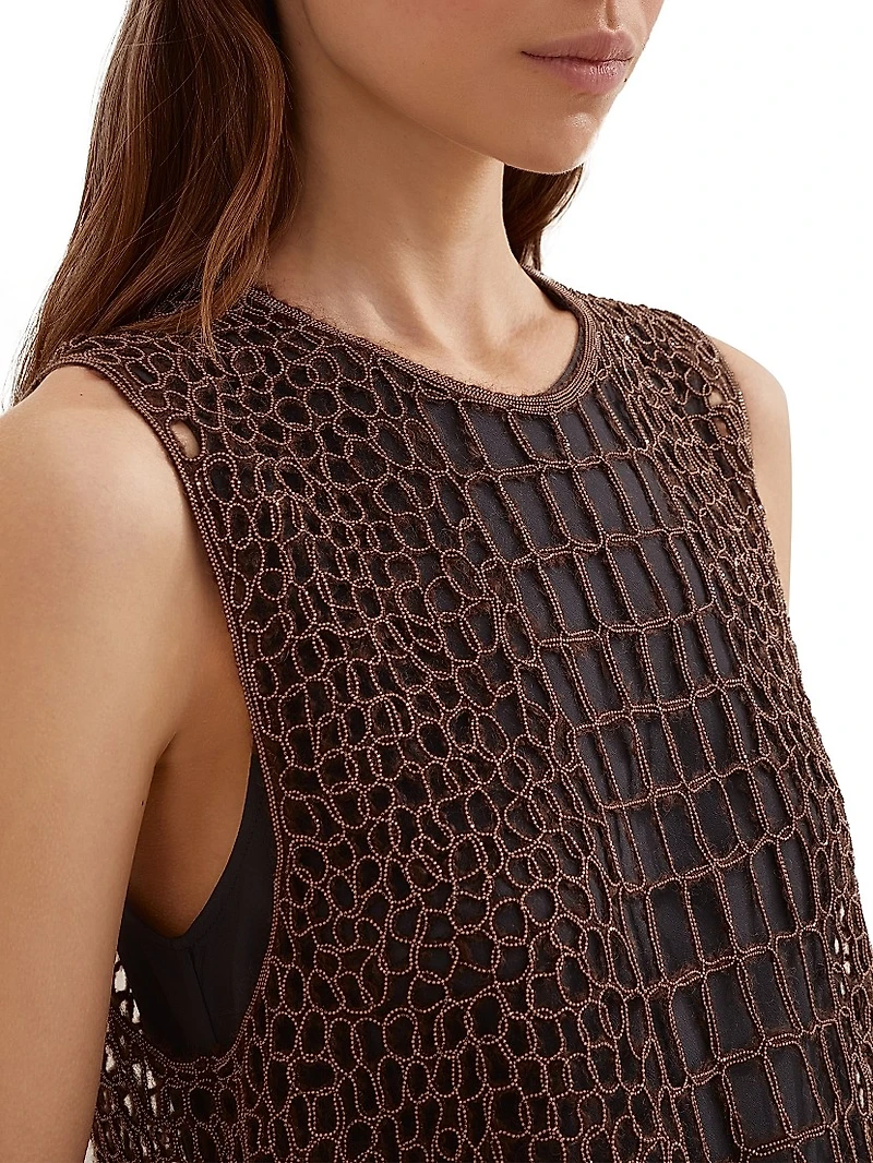 Mohair and Wool Precious Croc Embroidery Top