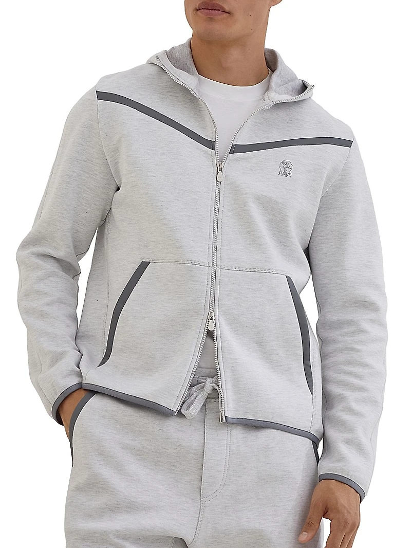 Cotton French Terry Double Cloth Hooded Sweatshirt
