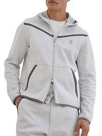 Cotton French Terry Double Cloth Hooded Sweatshirt