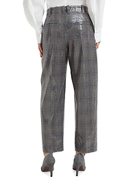 Virgin Wool Prince of Wales Pleated Chino Trousers