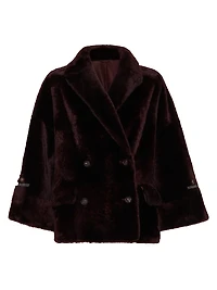 Reversible Shearling Outerwear Jacket with Shiny Cuff Details