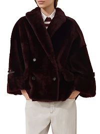 Reversible Shearling Outerwear Jacket with Shiny Cuff Details