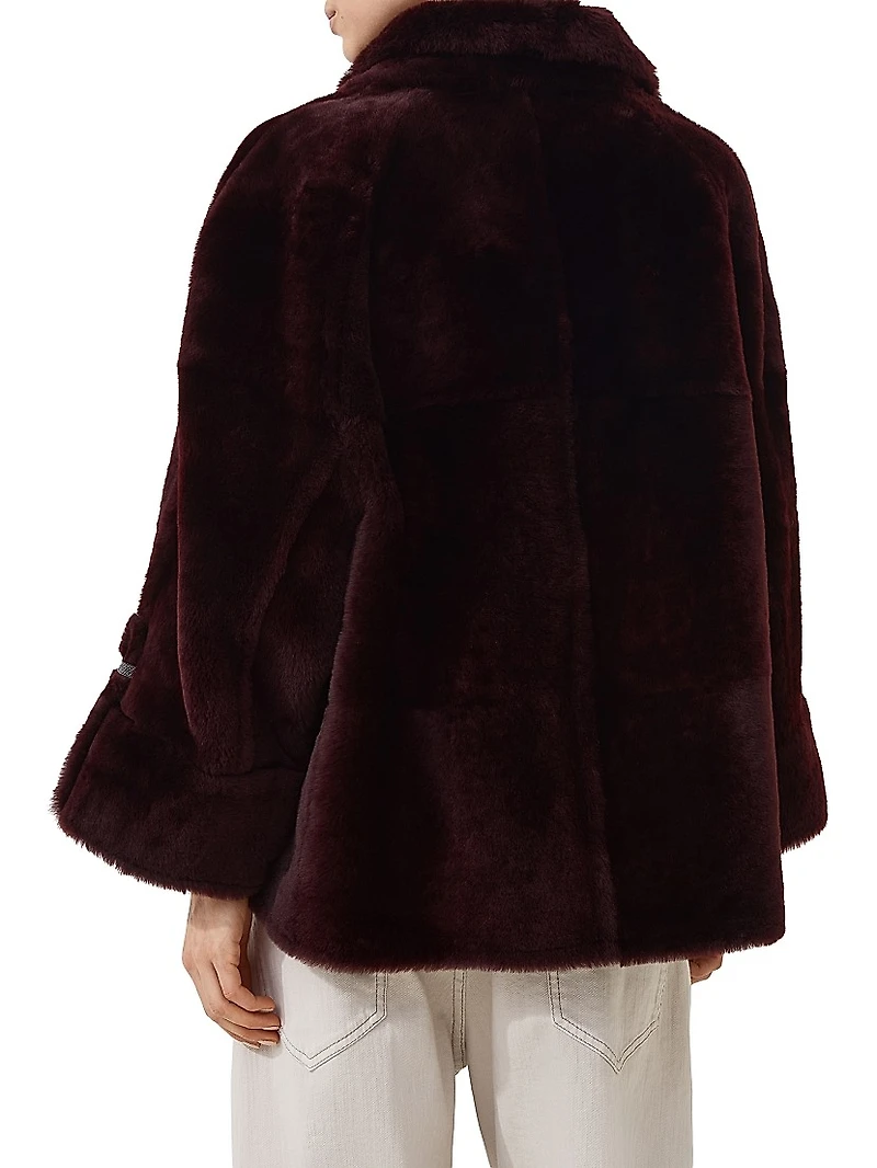 Reversible Shearling Outerwear Jacket with Shiny Cuff Details