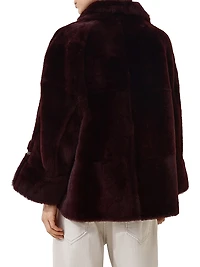 Reversible Shearling Outerwear Jacket with Shiny Cuff Details