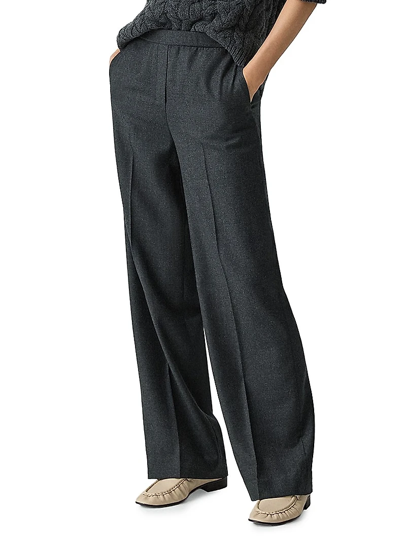 Virgin Wool Wide-Leg Pants