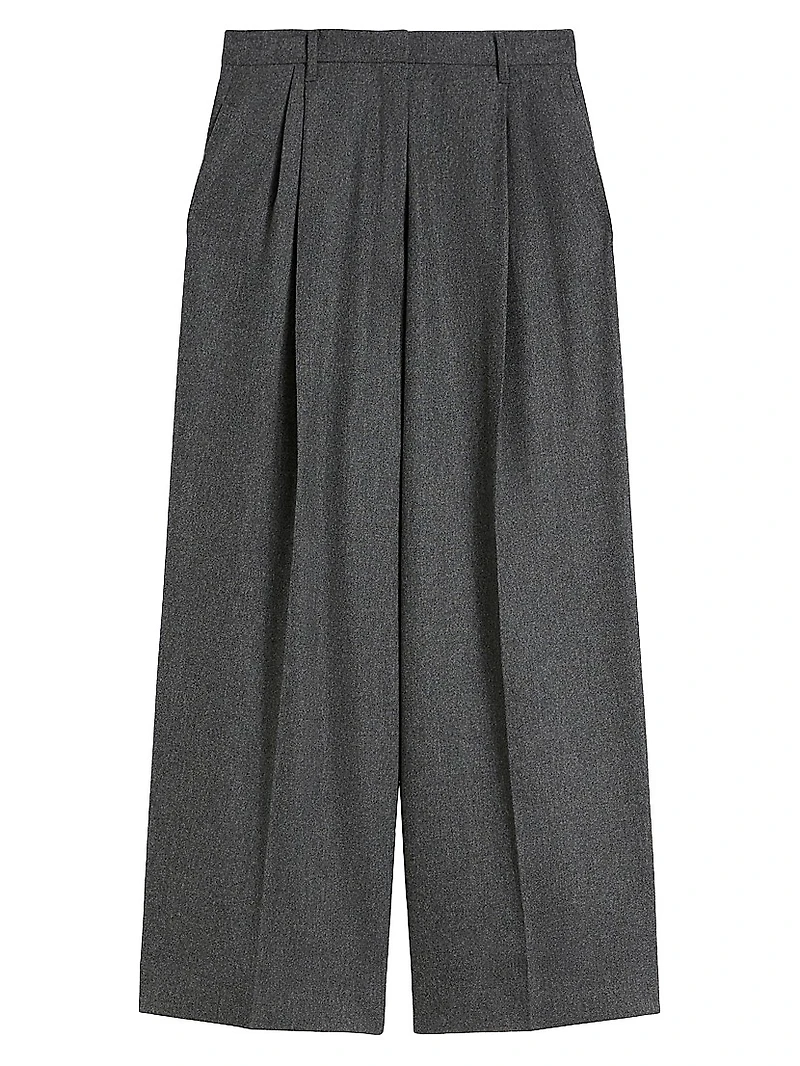 Wide Fit Wool Flannel Trousers
