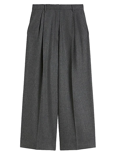 Wide Fit Wool Flannel Trousers