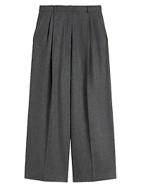 Wide Fit Wool Flannel Trousers