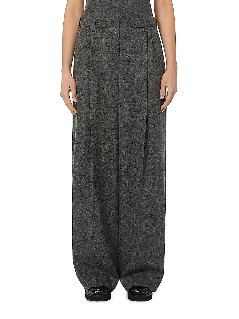 Wide Fit Wool Flannel Trousers