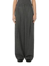 Wide Fit Wool Flannel Trousers
