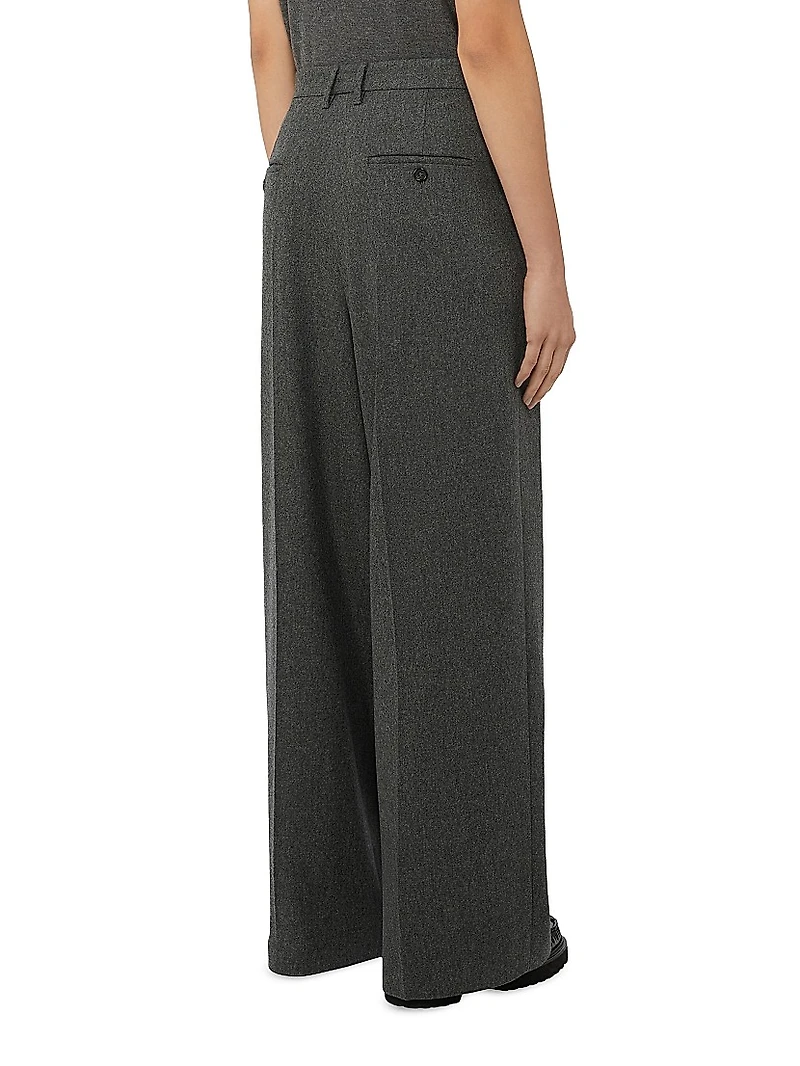 Wide Fit Wool Flannel Trousers