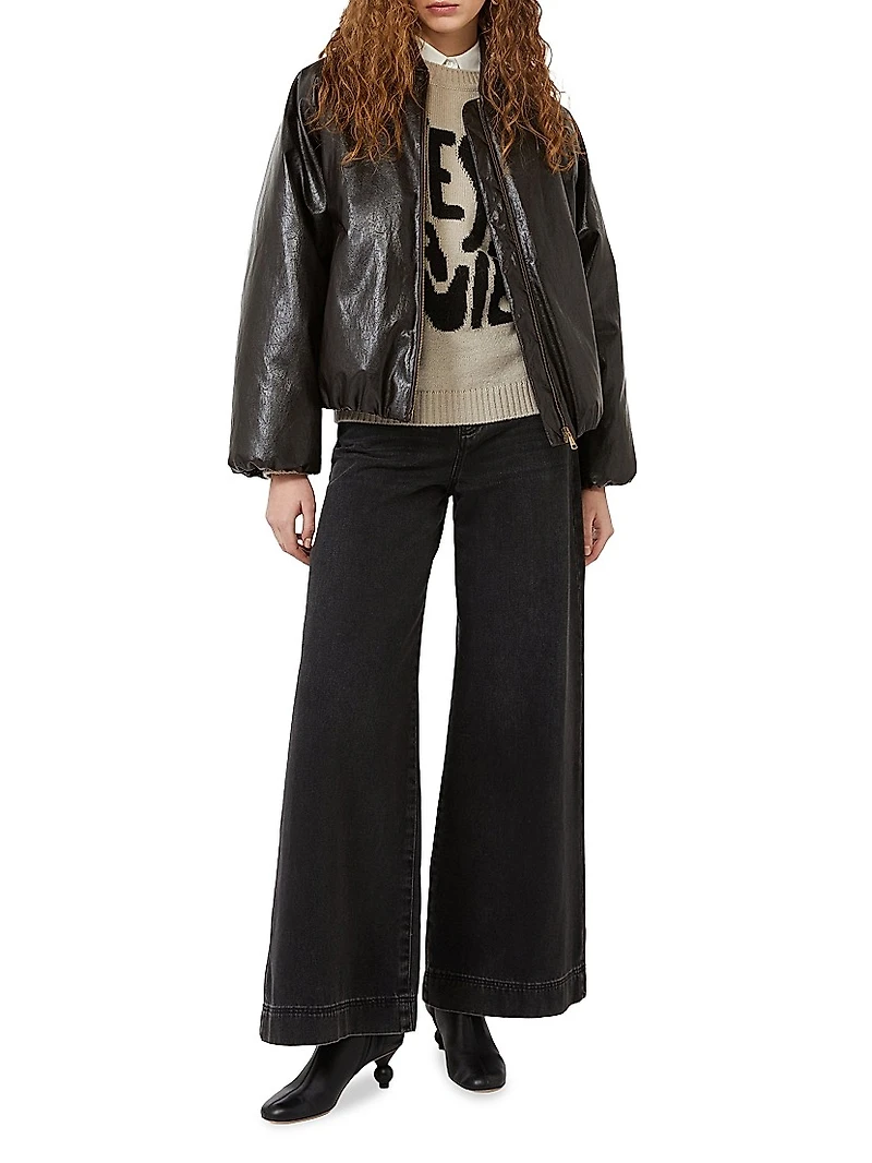 Cropped Coated Jersey Bomber Jacket