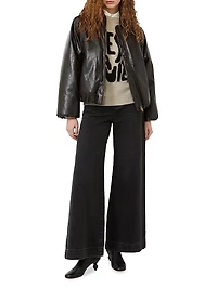 Cropped Coated Jersey Bomber Jacket