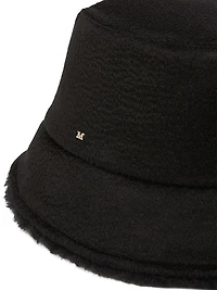 Reversible Camel and Teddy Fabric Cloche Hat