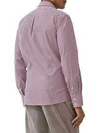 Striped Poplin Slim Fit Shirt with Button Down Collar