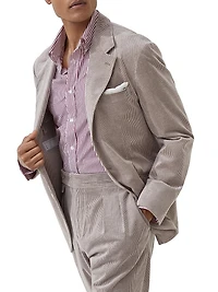 Striped Poplin Slim Fit Shirt with Button Down Collar