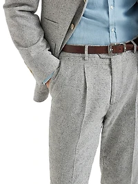 Flecked Prince of Wales Flannel Leisure Fit Trousers