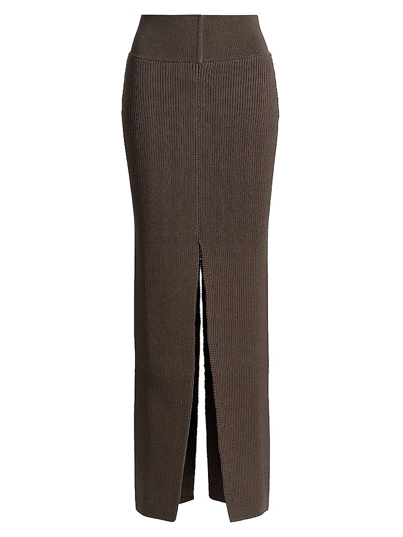 Sliced Wool Knit Maxi Skirt
