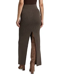 Sliced Wool Knit Maxi Skirt