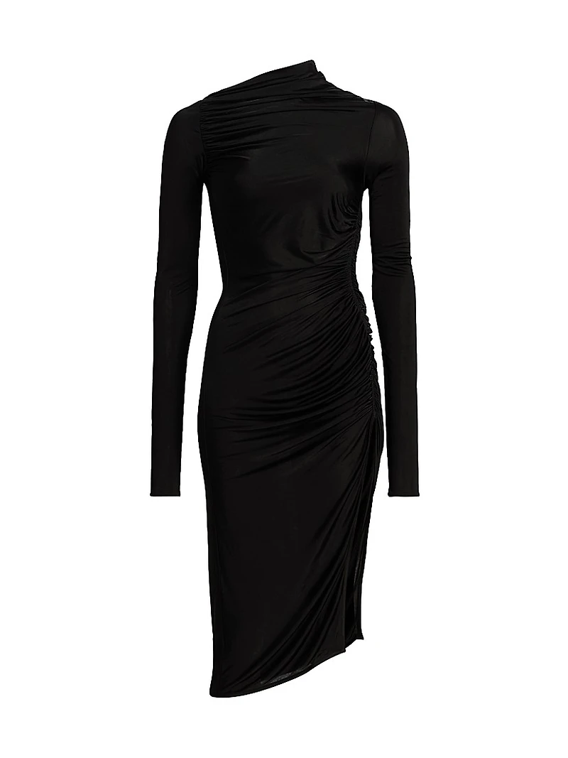 Svita Asymmetric Ruched Midi-Dress