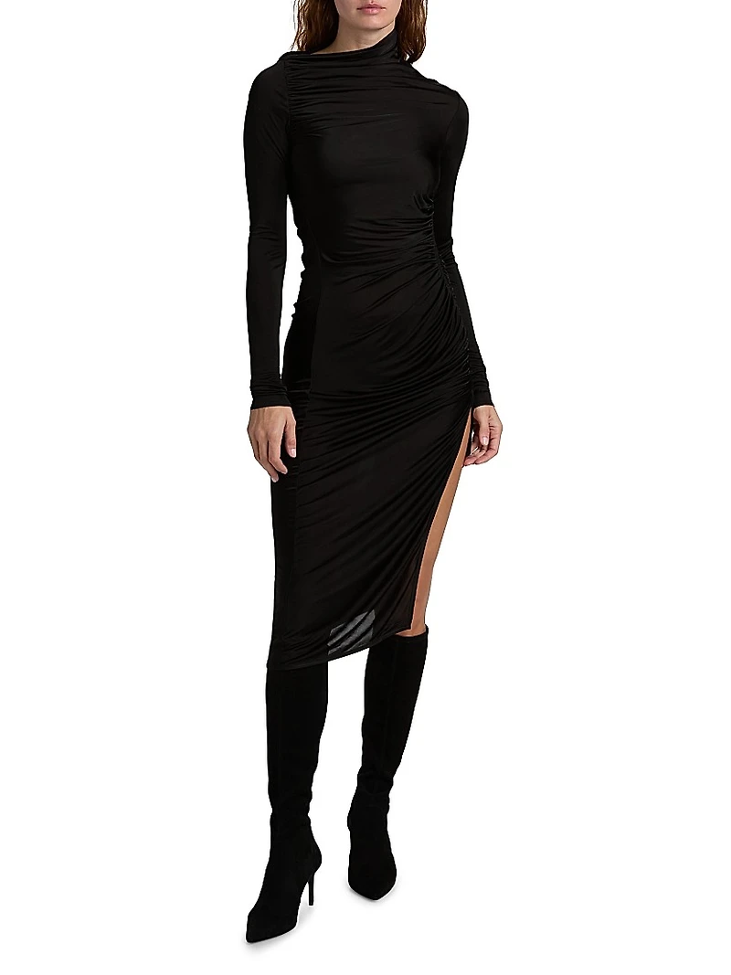 Svita Asymmetric Ruched Midi-Dress
