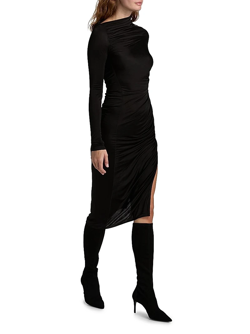 Svita Asymmetric Ruched Midi-Dress