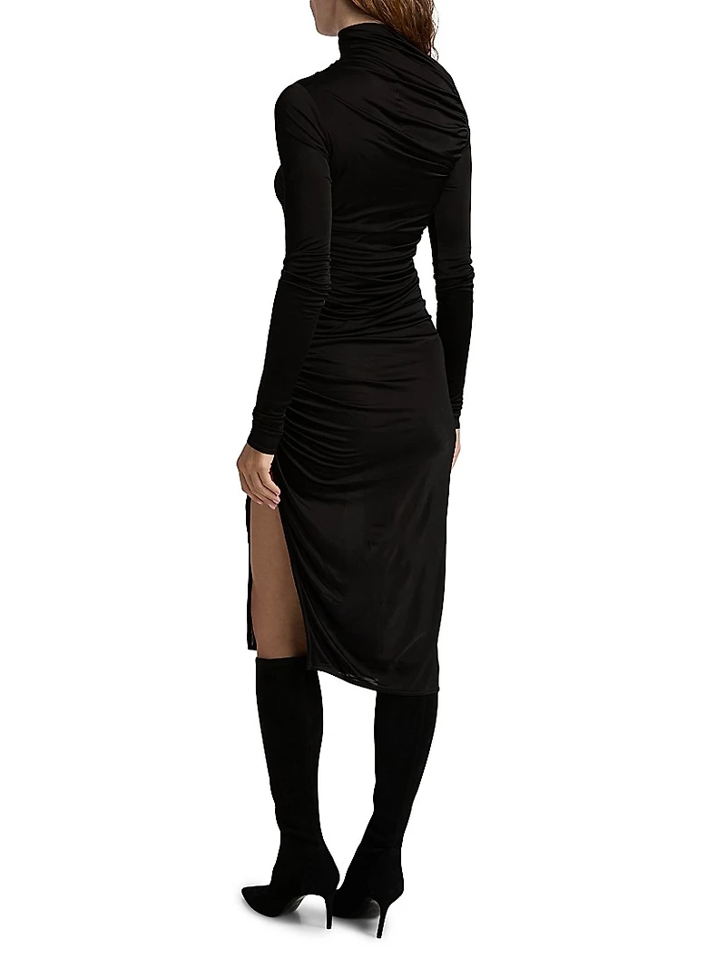 Svita Asymmetric Ruched Midi-Dress