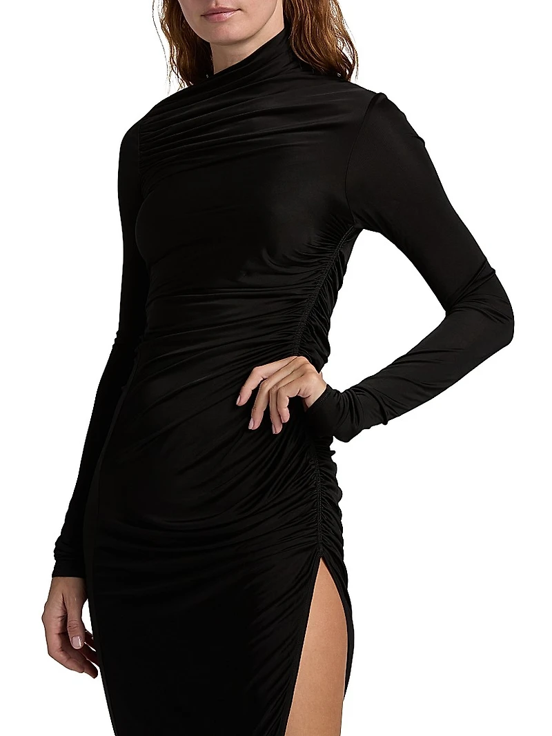 Svita Asymmetric Ruched Midi-Dress